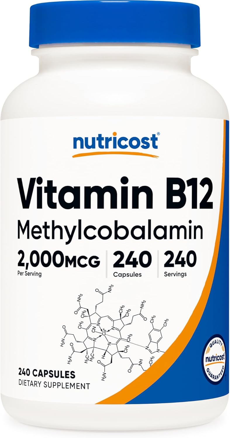 Vitamina B12, 0.00007 oz, 240 cápsulas, Nutricost