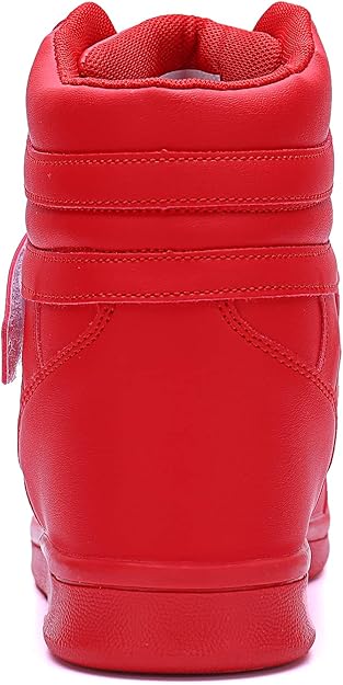 UBFEN Tenis altos para mujer con tacón de cuña oculto, soporte de tobillo de 2 pulgadas, aumento de altura de los años 80, botas casuales retro