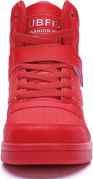 UBFEN Tenis altos para mujer con tacón de cuña oculto, soporte de tobillo de 2 pulgadas, aumento de altura de los años 80, botas casuales retro