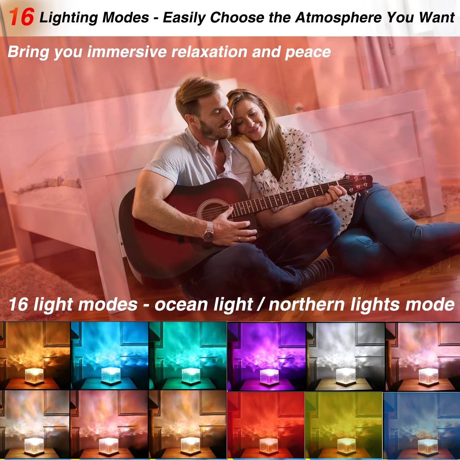 Ocean Lamp Water Light Projector - Aurora Borealis and Wave Ripple Night Light for Bedroom Ambiance
