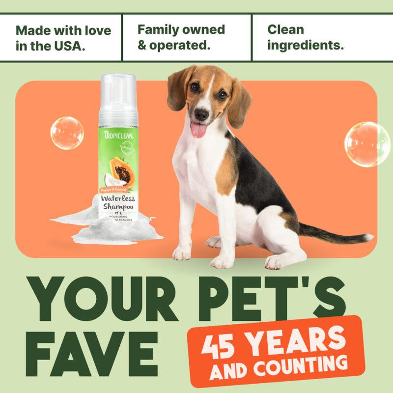 Tropiclean Papaya & Coconut Waterless Shampoo for Dogs & Cats