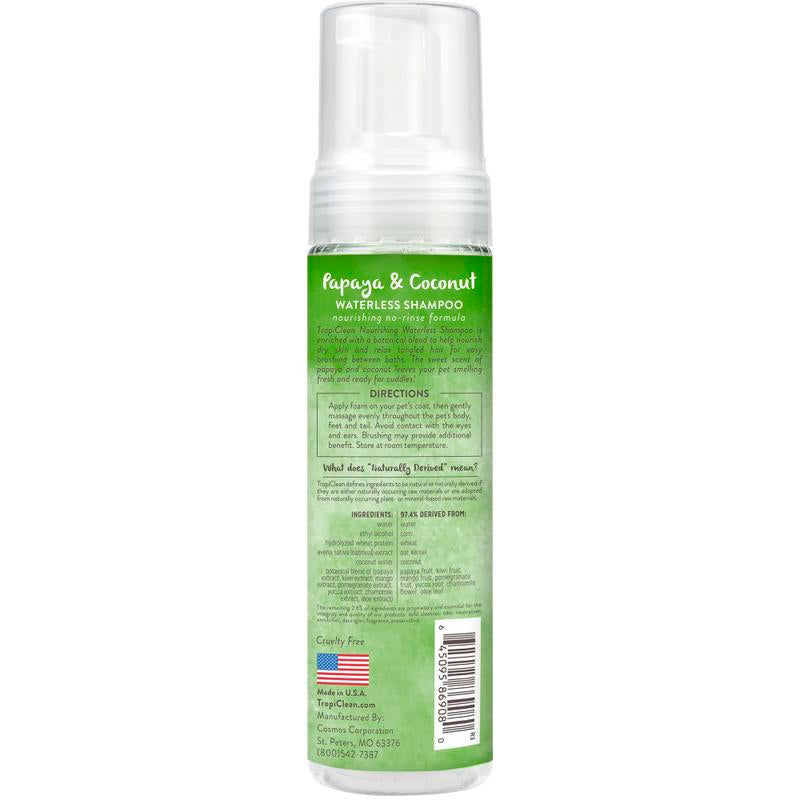 Tropiclean Papaya & Coconut Waterless Shampoo for Dogs & Cats